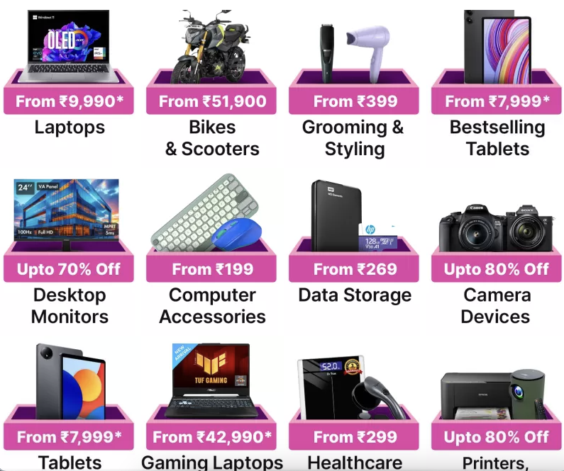 Price Offers on Electronic items during flipkart big billion days sale